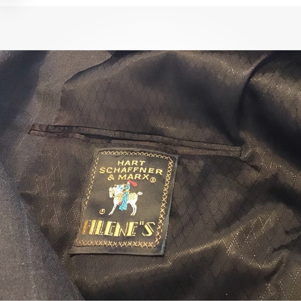 HART SCHAFFNER MARX Vintage Charcoal Gray Pinstripe Wool Suit Coat 42 Reg. EUC - Picture 11 of 14